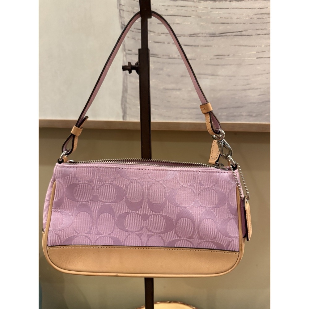 Coach Signature Mini Demi Bag Canvas Leather Bubblegum Pink 6094 Y2K Vintage - Picture 3 of 16